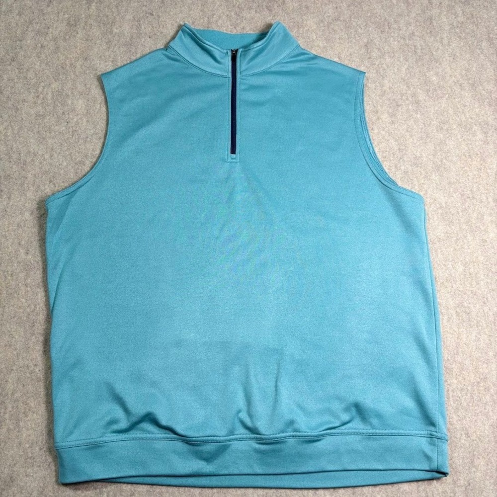Peter Millar Vest Mens L Blue Polyester Quarter Zip Golf Crown Sport Performance